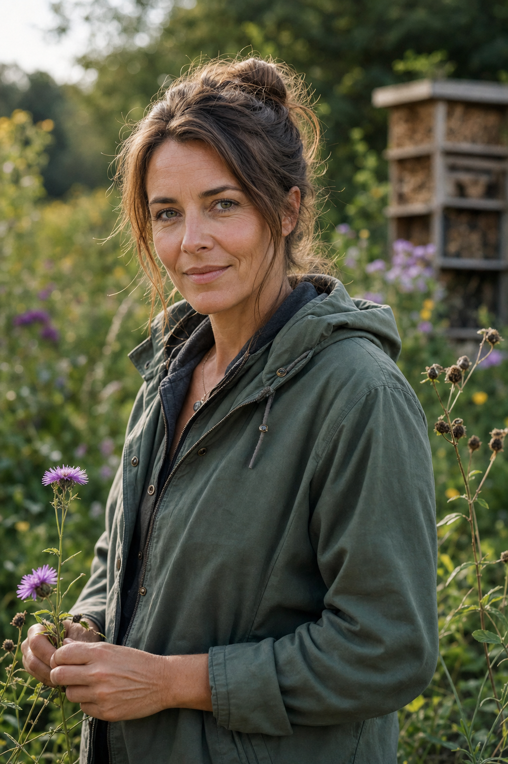 Mira van Blijenvrij in een bijvriendelijke tuin